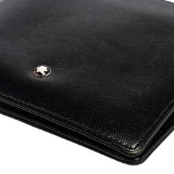 Pre Owned محفظة مون بلان ميستيرستوك جلد أسود ثنائية الطية