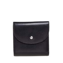 Montblanc Black Textured Leather Double Flap Compact Wallet