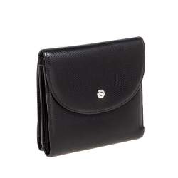 Montblanc Black Textured Leather Double Flap Compact Wallet