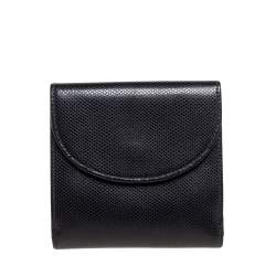 Montblanc Black Textured Leather Double Flap Compact Wallet