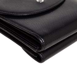 Montblanc Black Textured Leather Double Flap Compact Wallet