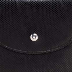 Montblanc Black Textured Leather Double Flap Compact Wallet