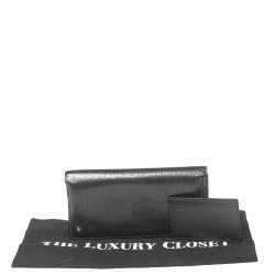 Montblanc Gun Metal Leather Westside Black Mystery Continental Wallet 