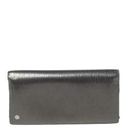 Montblanc Gun Metal Leather Westside Black Mystery Continental Wallet 