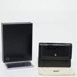 Pre Owned Montblanc Black Croc Embossed Leather Trifold Wallet