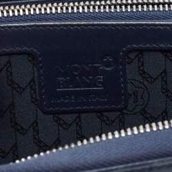 Montblanc Blue Croc Embossed Leather Meisterstuck Zip Around Wallet