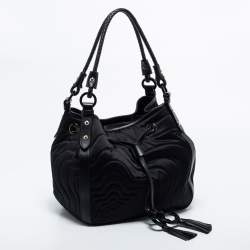Montblanc Black Nylon and Leather Starisma Dalila Drawstring Bag