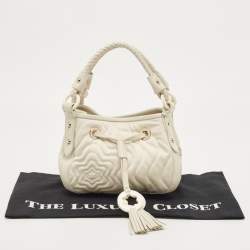 Montblanc Off White Nylon and Leather Starisma Dalila Drawstring Hobo