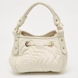 Montblanc Off White Nylon and Leather Starisma Dalila Drawstring Hobo