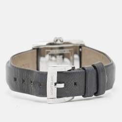Montblanc White Stainless Steel Leather Profile 7047 Women's Wristwatch 23 mm