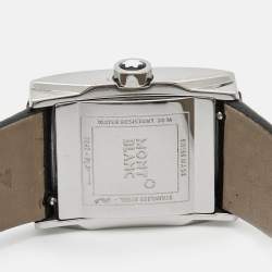 Montblanc White Stainless Steel Leather Profile 7047 Women's Wristwatch 23 mm