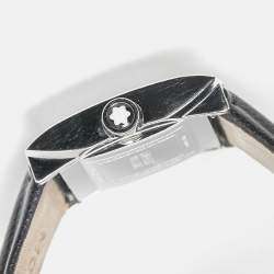 Montblanc White Stainless Steel Leather Profile 7047 Women's Wristwatch 23 mm