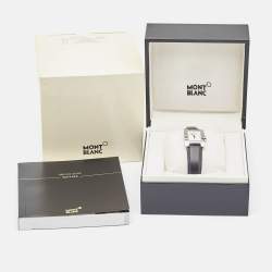 Montblanc White Stainless Steel Leather Profile 7047 Women's Wristwatch 23 mm