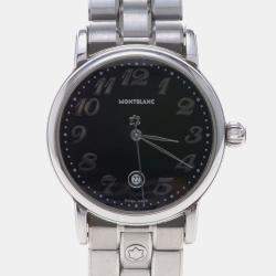 Pre Owned Montblanc Star 7020 Quartz Black Stainless Steel Women's Wristwatch 32 mm