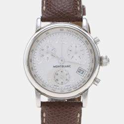 Pre Owned Montblanc Star Chronograph 7038 Automatic White Stainless Steel Men's Wristwatch 39mm
