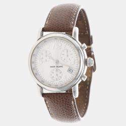 Pre Owned Montblanc Star Chronograph 7038 Automatic White Stainless Steel Men's Wristwatch 39mm