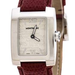 Pre Owned Montblanc Ivory Stainless Steel Profile Elegance 7047 Women's Wristwatch 23 MM