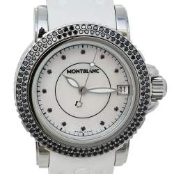 Montblanc MOP Diamonds Stainless Steel Rubber Sport 9650 Women's Wristwatch 34MM