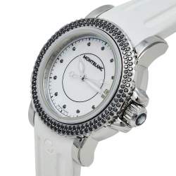 Montblanc MOP Diamonds Stainless Steel Rubber Sport 9650 Women's Wristwatch 34MM