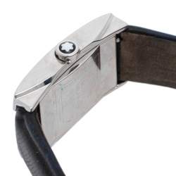 Pre Owned Montblanc White Stainless Steel Leather Profile 7077 Women's Wristwatch 23 mm