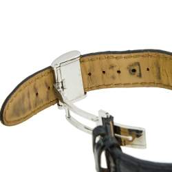 Pre Owned Montblanc Mother of Pearl Diamond Stainless Steel Alligator Meisterstuck 7087 Women's Wristwatch 32 mm