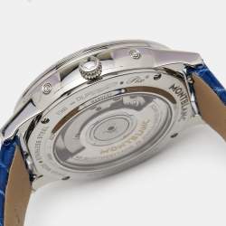 Montblanc Blue Stainless Steel Diamond Alligator Boheme Moongarden 113826 Women's Wristwatch 36 mm