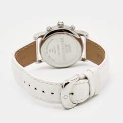 Pre Owned Montblanc White Stainless Steel Leather Mini Star 7039 Women's Wristwatch 32 mm
