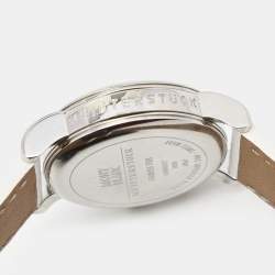 Pre Owned Montblanc White Stainless Steel Leather Mini Star 7039 Women's Wristwatch 32 mm