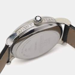 Montblanc Silver Stainless Steel Leather Star 7042 Women's Wristwatch 31 mm 