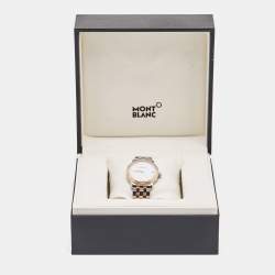 Montblanc White 18k Rose Gold Stainless Steel Tradition 114369 Women's Wristwatch 32 mm