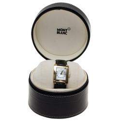 Pre Owned Montblanc White Mother Of Pearl 18K Yellow Gold Profile 7063 Women's Wristwatch 23 MM