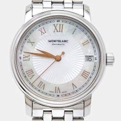 Montblanc Mother Of Pearl Stainless Steel Tradition 114367 Women's Wristwatch 32 mm
