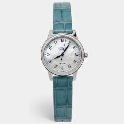 Montblanc Mother Of Pearl Stainless Steel Alligator Leather Boheme 118774 Women's Wristwatch 30 mm