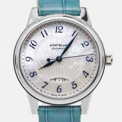 Montblanc Mother Of Pearl Stainless Steel Alligator Leather Boheme 118774 Women's Wristwatch 30 mm