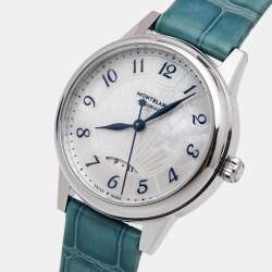 Montblanc Mother Of Pearl Stainless Steel Alligator Leather Boheme 118774 Women's Wristwatch 30 mm