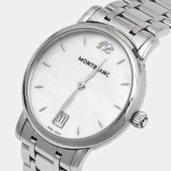 Montblanc White Mother Of Pearl Stainless Steel Star Classique 108764 Women's Wristwatch 34 mm