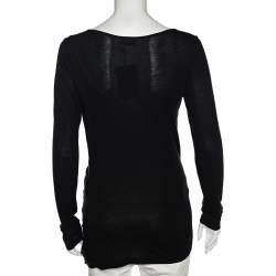 Moschino Cheap and Chic Black Ruffle Trimmed Long Sleeve Top M 