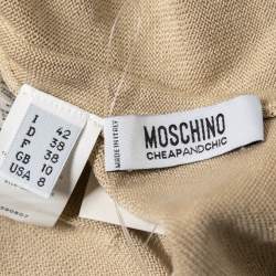 Pre Owned Moschino Cheap & Chic Beige Embellished Silk Knit One-Shoulder Top M