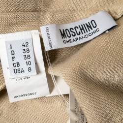 Pre Owned Moschino Cheap & Chic Beige Embellished Silk Knit One-Shoulder Top M