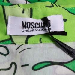 Pre Owned Moschino Cheap and Chic Green Floral Printed Cotton Shirt Dress S