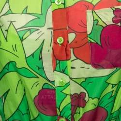 Pre Owned Moschino Cheap and Chic Green Floral Printed Cotton Shirt Dress S