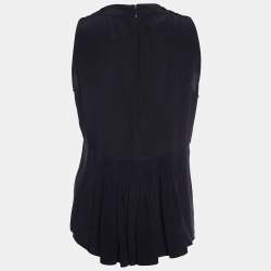 Pre Owned Moschino Cheap and Chic Black Silk Embellished Neck Sleeveless Top M