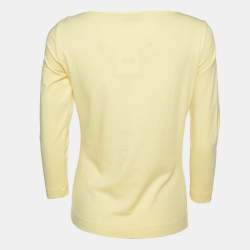 Pre Owned Moschino Cheap and Chic Yellow Cotton Knit Bow Detail T-Shirt M