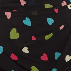 Moschino Cheap and Chic Black Heart Print Silk Maxi Skirt S