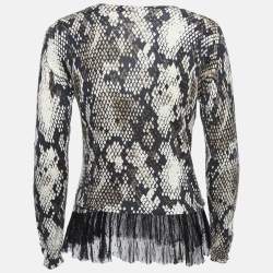 Moschino Cheap and Chic Black Snake Print Ruffled Cardigan Top M