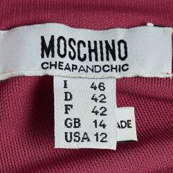 Pre Owned Moschino Cheap and Chic Pink Stretch Knit Off Shoulder Top L