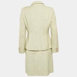 Moschino Cheap and Chic Green Tweed Shell Closure Skirt Suit M