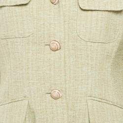 Moschino Cheap and Chic Green Tweed Shell Closure Skirt Suit M