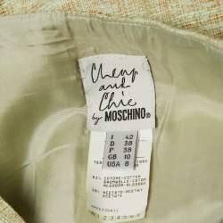 Moschino Cheap and Chic Green Tweed Shell Closure Skirt Suit M