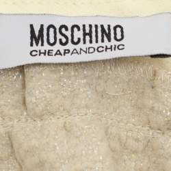 Moschino Cheap and Chic Gold/Cream Lurex Blend Midi Skirt M